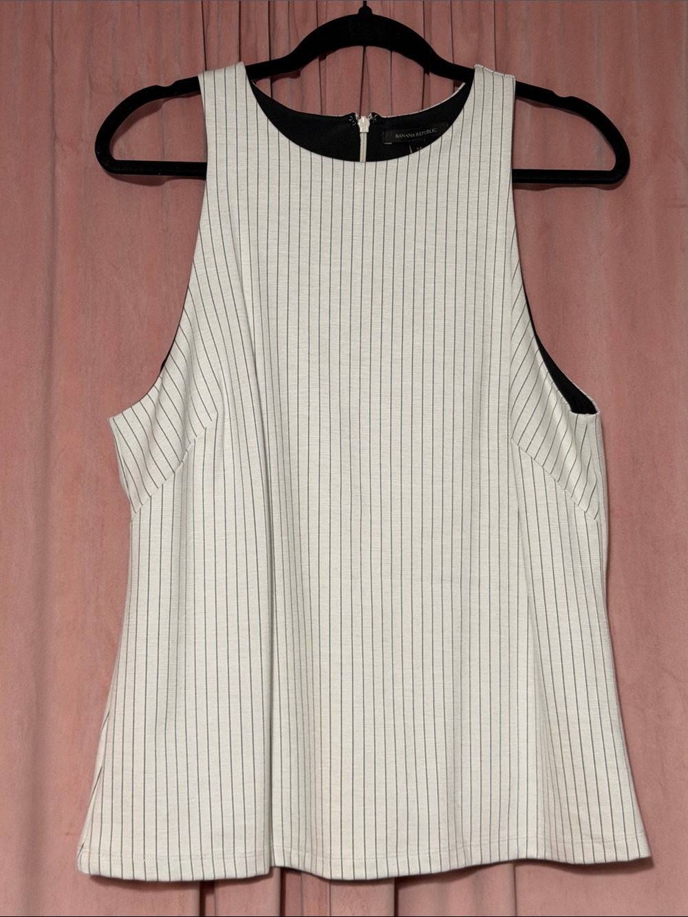 Banana Republic White Pinstripe Sleeveless Tank